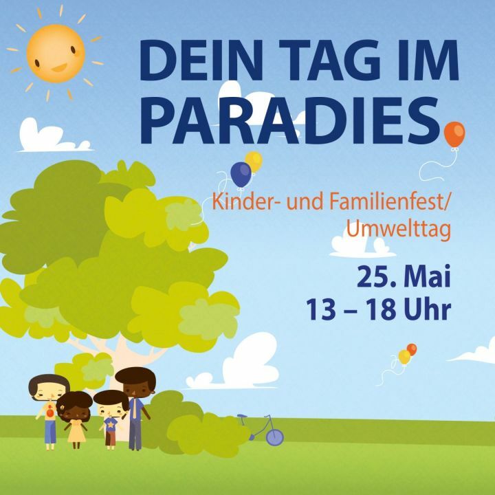 kindgerechte Grafik für Dein Tag im Paradies, Jenaer Kinder- und Familienfest und Umwelttag, comicartig