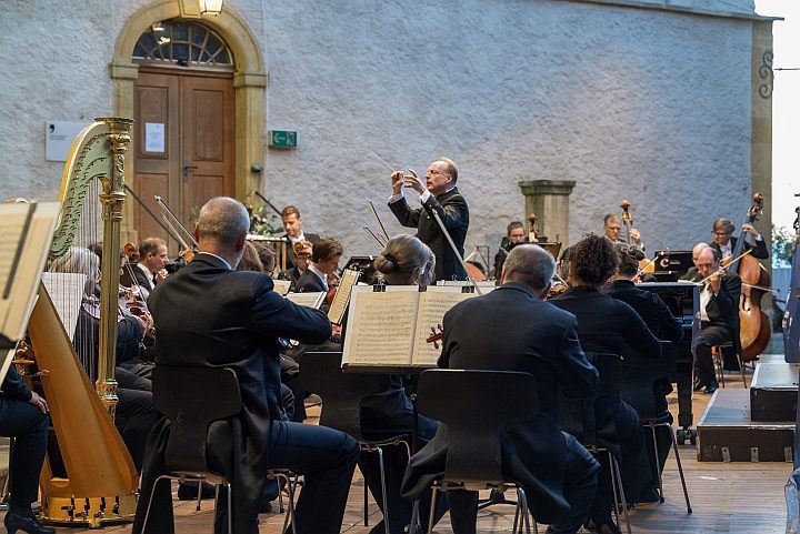 Musiker:innen der Jenaer Philharmonie beim Gastspiel in Murten
