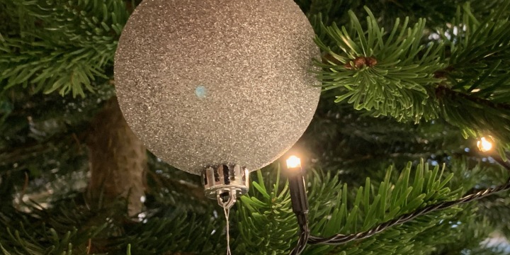 silberne Weihnachtsbaumkugel am Baum  ©Stadtmuseum Jena
