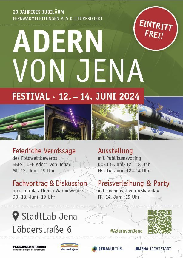 Plakat mit Programm 20 Jahre Adern von Jena