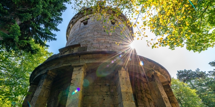 Forstturm in Forschperspektive mit Sonne und Lichtreflexen  ©Ch.Häckel